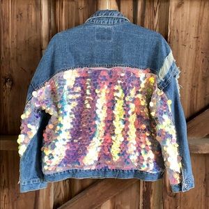 Sequined Distressed Jean Jacket